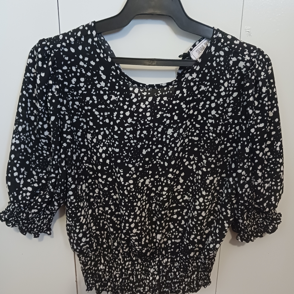 Sienna Sky Black and White Speckled Blouse Women's Size S